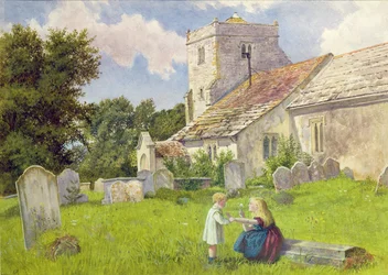 Kinder auf einem Kirchhof